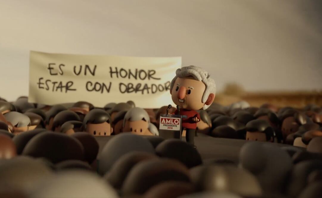 López Obrador estrenó una entrada de caricatura para sus últimas conferencias en Palacio Nacional. Foto: Captura