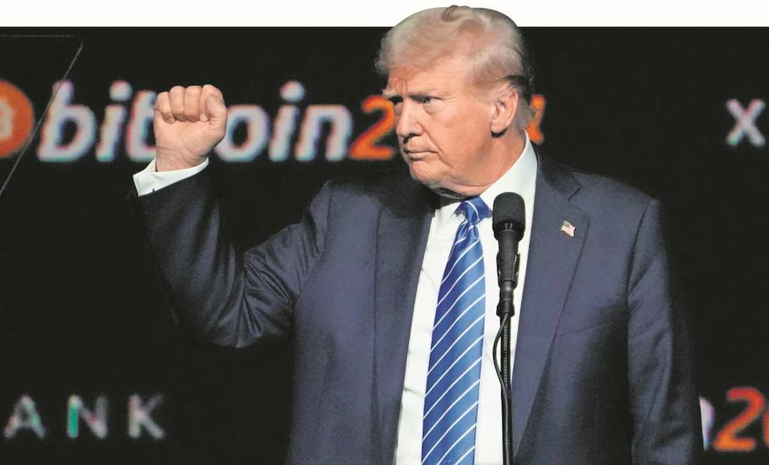 Donald Trump, en una conferencia sobre bitcoins, en Tennessee 3 de febrero. Foto: Mark Humphrey / AP