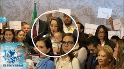 Con bebé en brazos, senadora pide frenar iniciativas para despenalizar el aborto