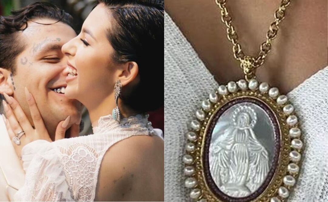 Ángela Aguilar luce medalla de la Virgen de la Dulce Espera. Foto: Redes sociales
