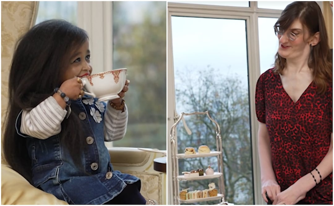 Rumeysa Gelgi, una abogada de Turquía y Jyoti Amge, una actriz de la India, poseen el récord como las mujeres más alta y más baja de mundo. Fotos: TikTok @guinnessworldrecords