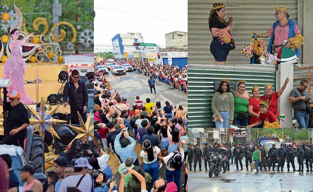 En una plataforma Fátima recorrió las calles de la capital tabasqueña. La lluvia no mermó el ánimo de la gente. Fotos: Luma López / EL UNIVERSAL