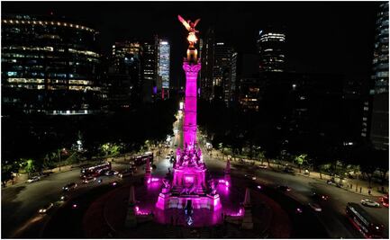 Monumentos emblemáticos de la CDMX se pintan de rosa por la lucha contra el Cáncer