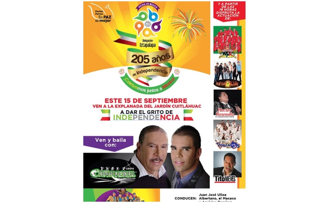 Cañaveral y Zona Rika en festejos patrios de Iztapalapa