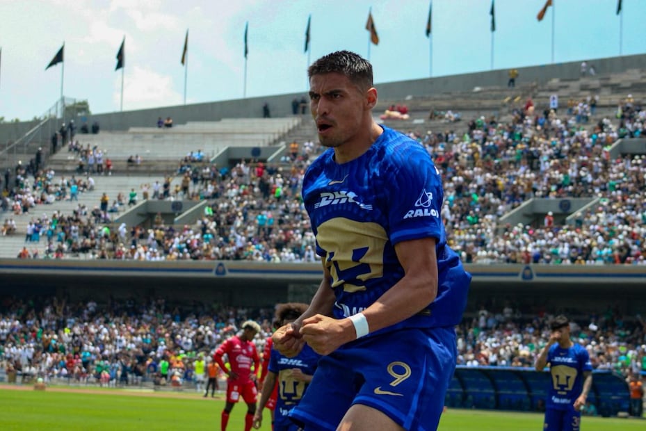 Guillermo "Memote" Martínez en festejo de gol con Pumas, durante la fase regular del torneo Clausura 2026 de la Liga MX - Foto: Maritza Villagómez/EL GRÁFICO