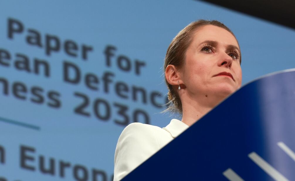 La Alta Representante de la Unión Europea para Asuntos Exteriores y Política de Seguridad, Kaja Kallas, ofrece una conferencia de prensa sobre el Libro Blanco sobre la Defensa Europea y el plan REARM Europe tras la reunión del Colegio de la Comisión Europea en Bruselas, Bélgica, el 19 de marzo de 2025. Foto: EFE
