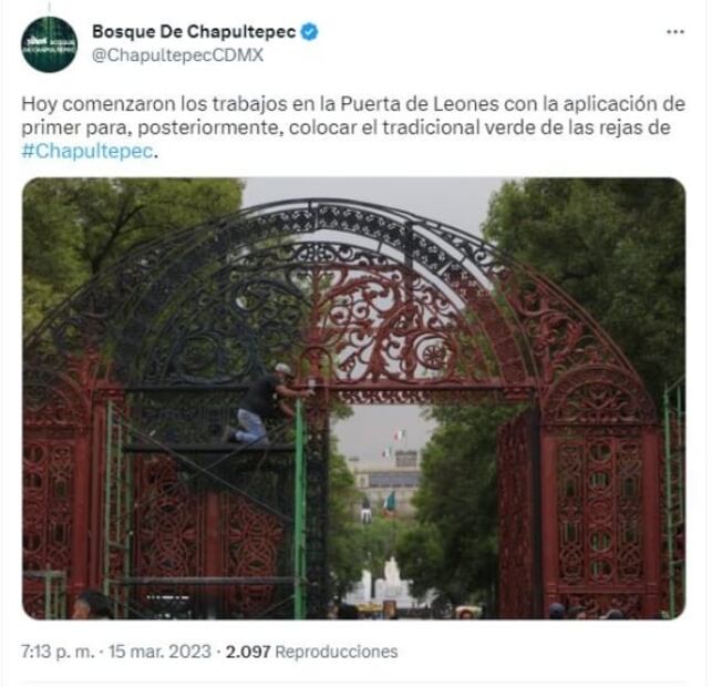 ¿Puerta de Leones del Bosque de Chapultepec cambia de color? CDMX aclara nuevo tono