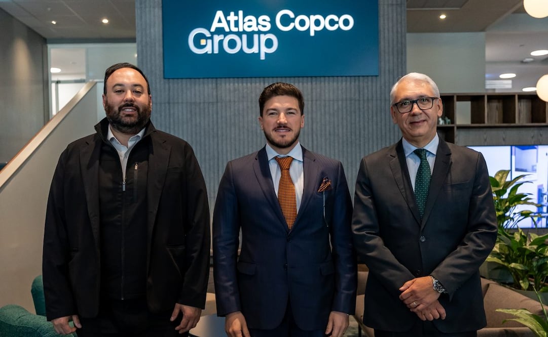 Samuel García anuncia expansión de Atlas Copco en Nuevo León; fortalecen industria tecnológica.
Foto: Especial.