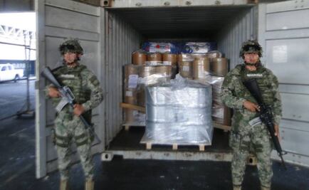 Aseguran 8 tambos de sustancias para fabricar drogas sintéticas