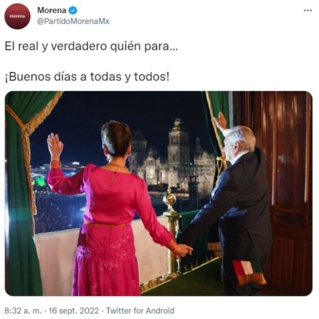 “El real y verdadero quién para…”: Las fotos de AMLO y Beatriz Gutiérrez Müller en el Grito