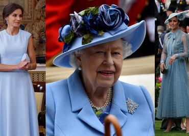 El baby blue se coloca como el color favorito del verano: Letizia, Isabel II y Kate ya lo usan