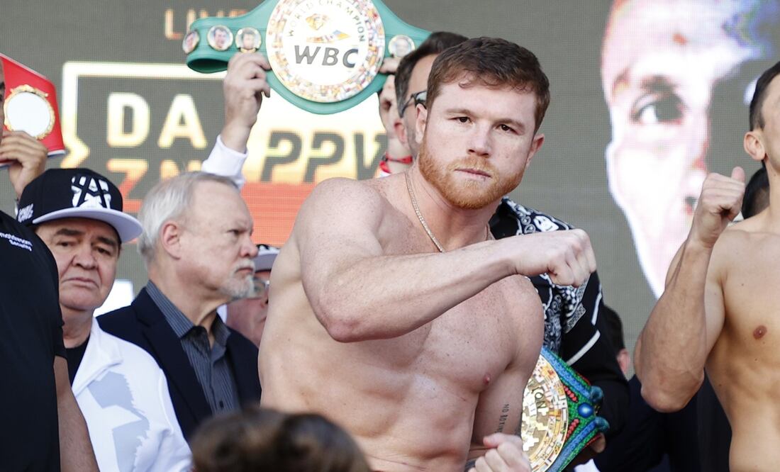 Canelo álvarez durante el pesaje ante Gennady Golovkin - FOTO: AFP