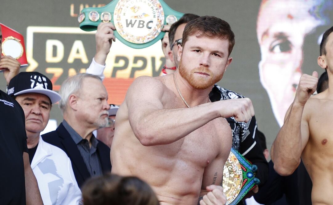 Canelo álvarez durante el pesaje ante Gennady Golovkin - FOTO: AFP
