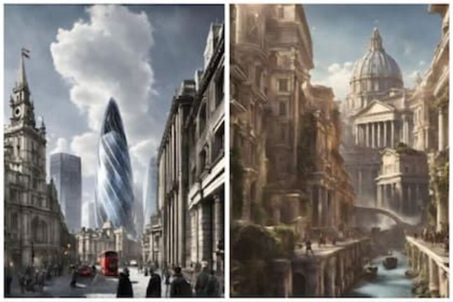 El futuro de las grandes ciudades, según la Inteligencia Artificial. Fuente: Freepik.