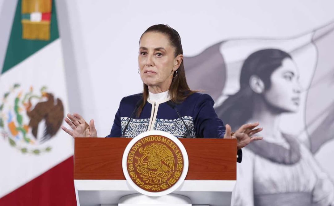 La presidenta Claudia Sheinbaum durante la mañanera del 19 de enero del 2026. Foto: Diego Simón / EL UNIVERSAL