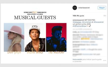 Lady Gaga cantará en el Victoria's Secret Fashion Show