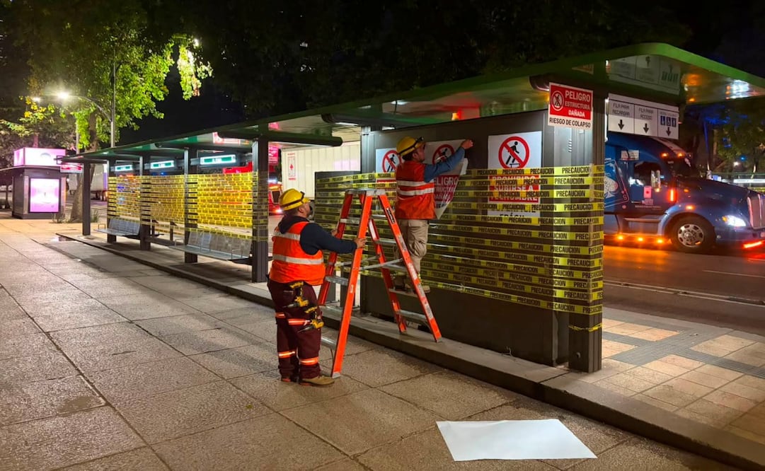 Protegen estaciones del Metrobús en Reforma. Foto: Especial