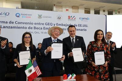 Ken Salazar y Mauricio Kuri lanzan Beca Embajadores en su edición Bicentenario en Querétaro