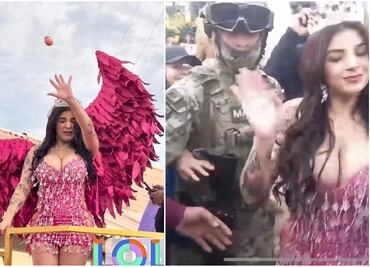 Reciben a “huevazos” a Karely Ruiz en Carnaval de Guaymas; Fuerzas Armadas la defienden