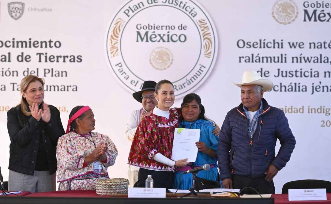 La presidenta Claudia Sheinbaum Pardo En el corazón de la Sierra Tarahumara esta tarde. Foto: Especial