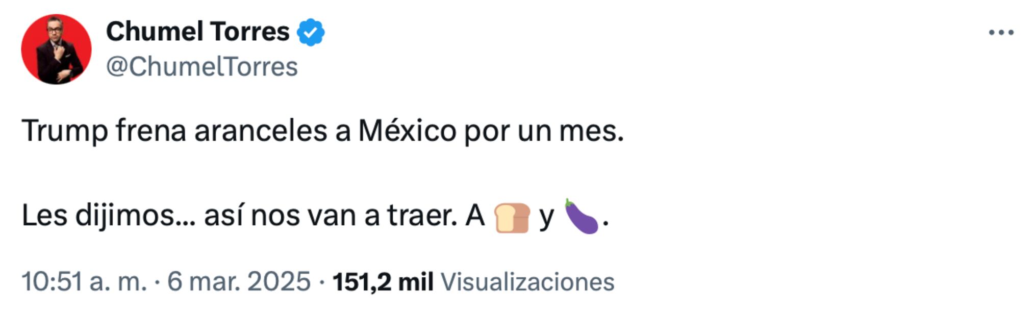 Chumel Torres lanza duro mensaje tras freno de aranceles de Trump a México. Foto: Captura de pantalla