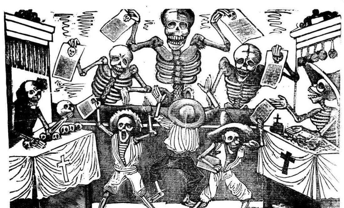 Grabado tomado del libro "Posada: 100 años de calavera", editado por RM