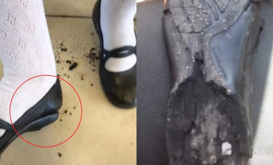 Zapato se derrite por calor y se vuelve viral Foto: TikTok