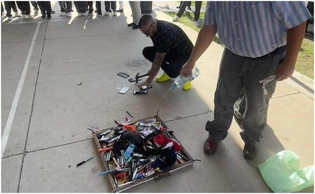Las fotografías comenzaron a viralizarse desde el lunes, pues la misma cuenta de la secundaria informó la destrucción y quema de artículos y celulares conforme al reglamento. Foto: Especial