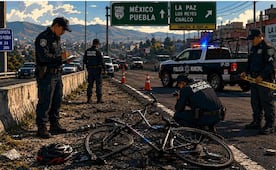 Cafre le destroza la cabeza a un ciclista y escapa sobre la México-Puebla
