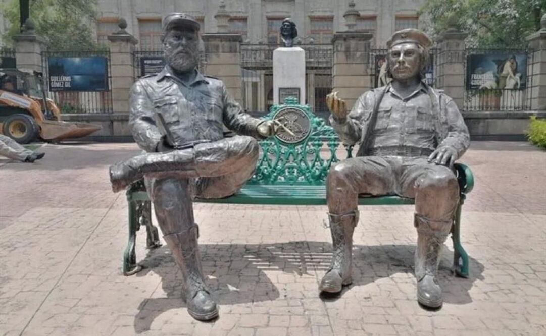 Estatuas de Ernesto "Che" Guevara y de Fidel Castro en la colonia Tabacalera. Foto: Especial