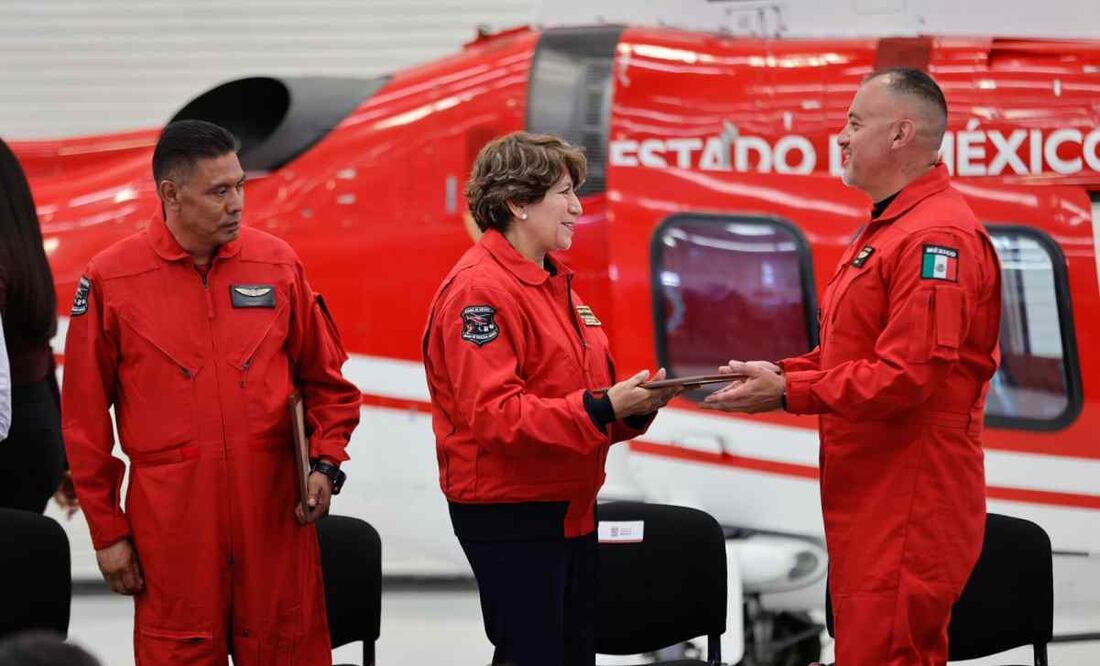 Gobernadora Delfina Gómez en el 30 aniversario de la Unidad de Rescate Aéreo "Relámpagos". Foto: Jorge Alvarado/EL UNIVERSAL