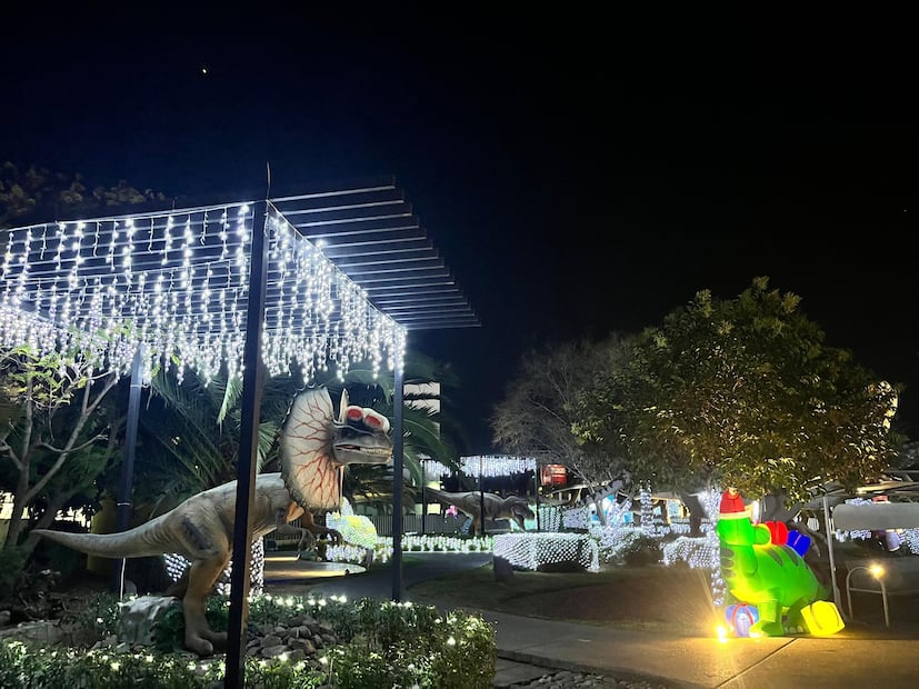 Santa Claus y El Grinch forman parte de la experiencia decembrina que llena de magia el Dinoparque Iluminado.

Foto: Facebook Museo Interactivo El Rehilete