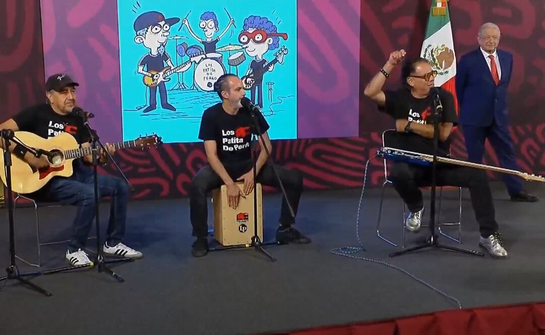 Los Patita de Perro asistieron a la mañanera de AMLO por el Día de la Niñez. Foto: Especial