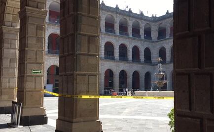 Alistan patio central de Palacio Nacional para desayuno por Día internacional de la Mujer 