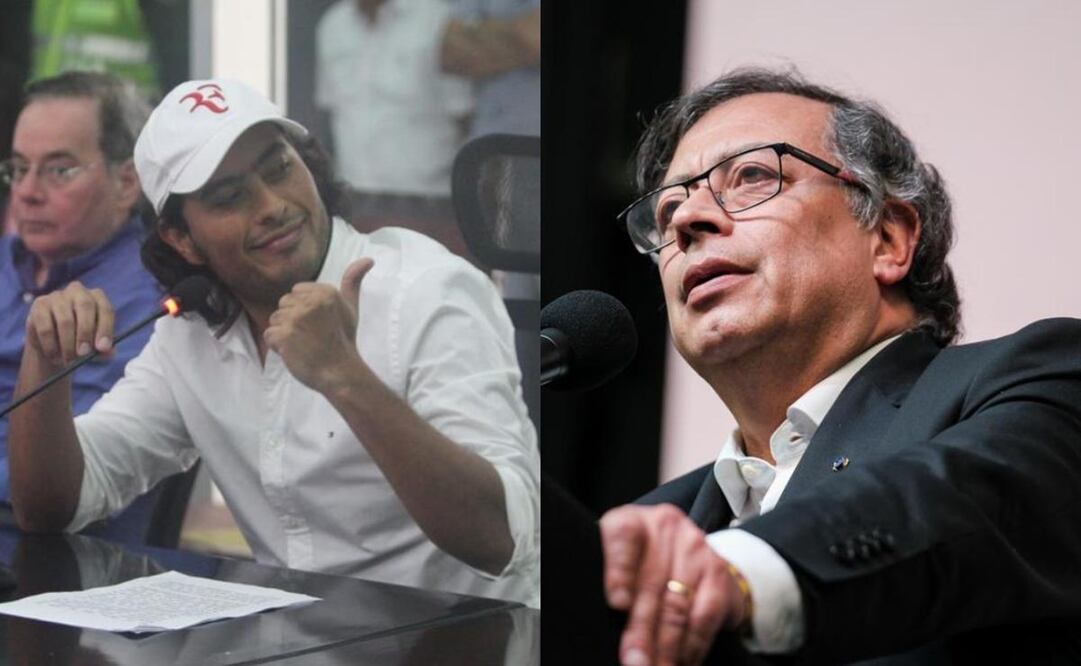 Nicolás Petro y su padre, el presidente de Colombia Gustavo Petro. Foto:  FOTO: Vanexa Romero. EL TIEMPO - Presidencia
