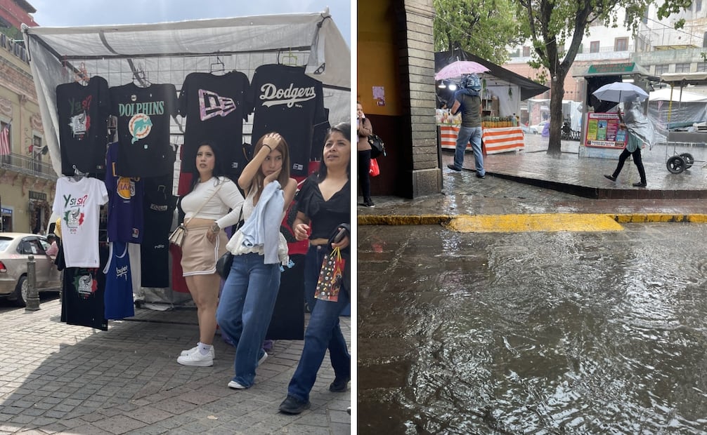 En zonas aledañas vendían playeras de la Selección Mexicana, y con la leyenda “¿Y si sí?”, con lonas para protegerse de la posterior lluvia. | Fotos: Xóchitl Álvarez.