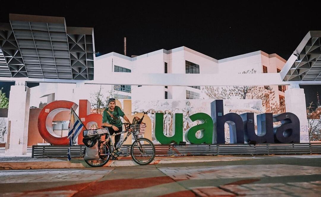 El ciclista comentó que hasta la fecha ha recorrido 15 países y más de 30 mil kilómetros. Foto: Gobierno del Estado de Chihuahua