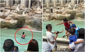 Turista genera polémica por meterse a la Fontana di Trevi en Roma; "es una falta de respeto", señalan
