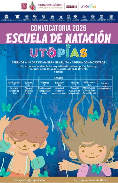 Clases de Natación en Utopías CDMX. Foto: Especial