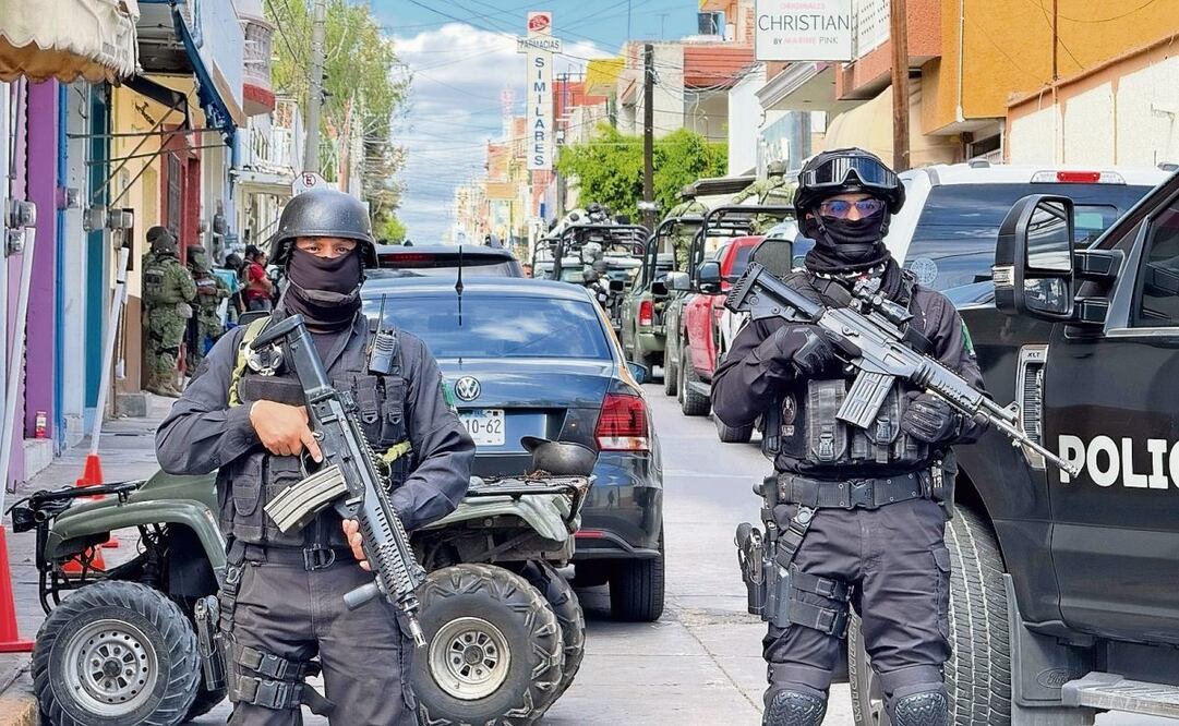 Los elementos de la Policía Estatal de Jalisco tomaron ayer el control de la seguridad de Teocaltiche y de Villa Hidalgo, respaldados por el Ejército y la Guardia Nacional. (20/02/2025) Foto: Especial