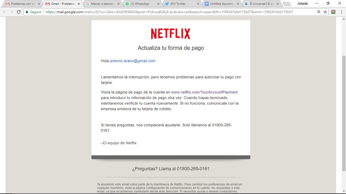 Circula correo falso de Netflix que puede estafarte