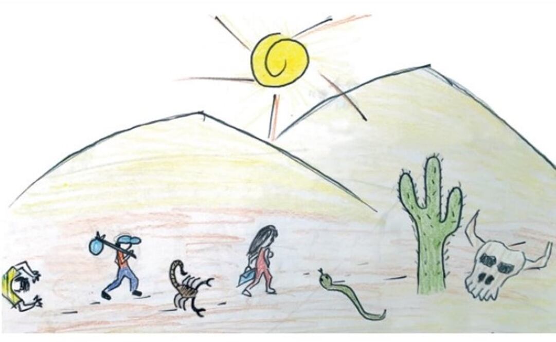 Infantes salvadoreños, guatemaltecos y hondureños aportaron dibujos sobre su visión del conflicto migratorio regional para el informe de Save the Children. (Save the Children)