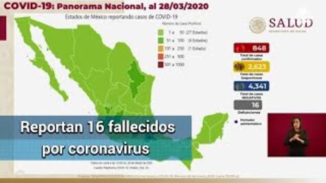 Confirman 848 casos positivos de coronavirus en México; reportan 16 fallecidos