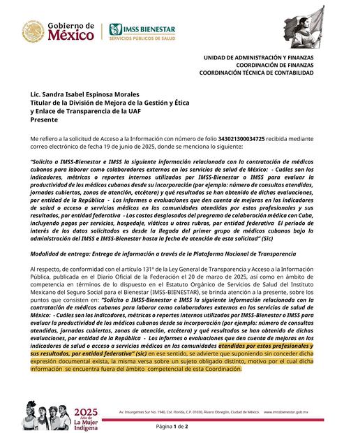A su vez, el IMSS-Bienestar negó contar con la información requerida por este diario sobre los resultados o evaluaciones de la labor desempeñada por médicos de origen cubano; dijo no ser la autoridad competente.