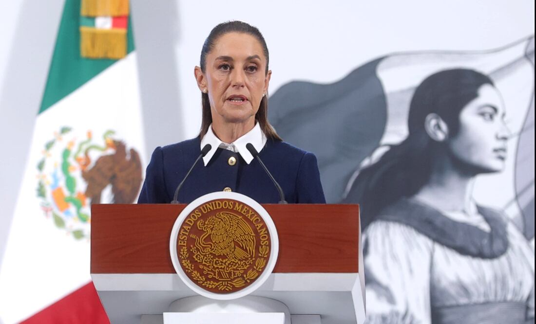 La presidenta Claudia Sheinbaum Pardo durante la conferencia mañanera del 15 de julio de 2025. Foto: Gabriel Pano/EL UNIVERSAL