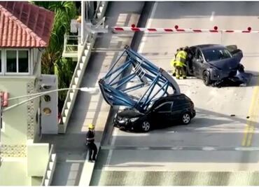 VIDEO: Cae parte de una grúa en puente de Florida y deja un muerto y dos heridos