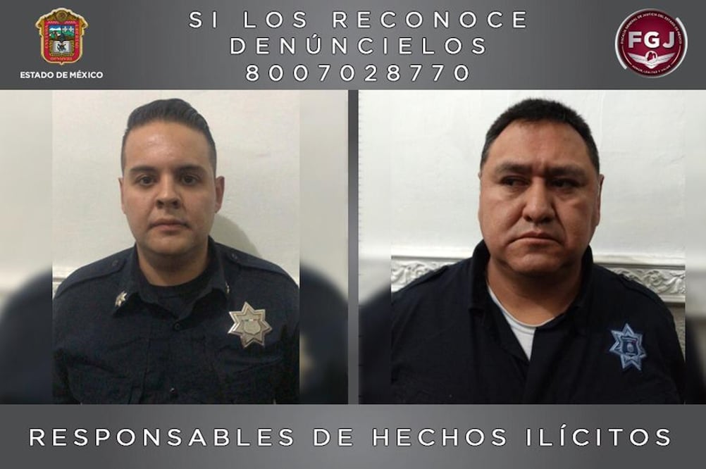 Marco Antonio Ramírez Corona y Gregorio Omar Jiménez Ventura, policías sentenciados por homicidio de un hombre en 2018 . Foto: Especial 