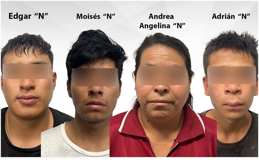 Andrea Angelina “N”, alias “La Patrona” o “La Jefa”, actual tesorera municipal de Temoac, fue detenida por liderar un grupo delictivo en Morelos junto a tres hombres (12/11/2024). Foto: Especial