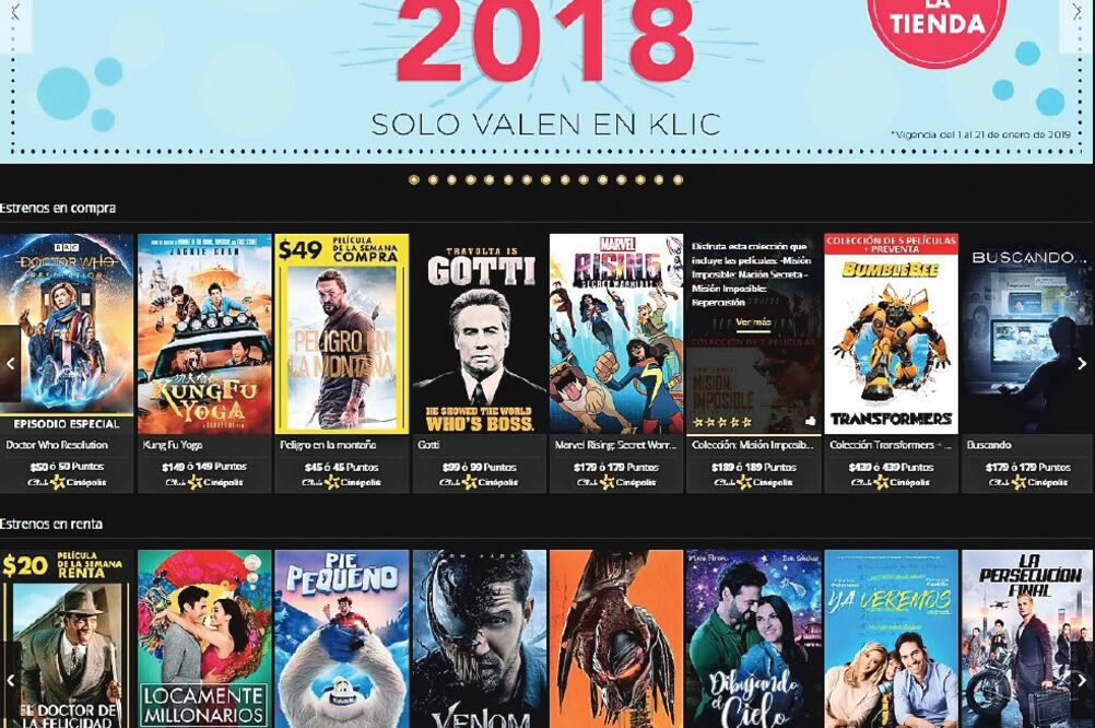 Oferta. Desde su estreno en el cine, las películas tardan 90 días para estar disponibles en Cinépolis Klic, además tiene contenido exclusivo (ESPECIAL)