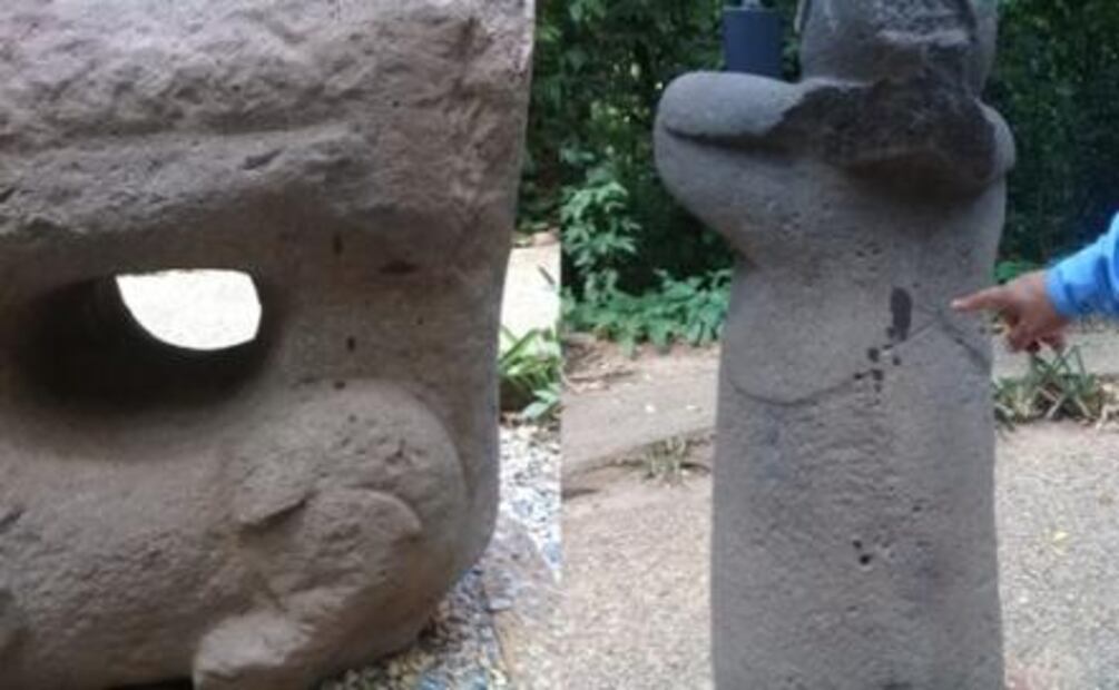 Dos extranjeros vandalizan con aceite piezas olmecas en Tabasco